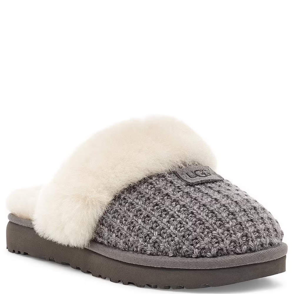 UGG Cozy Knit Slippers in Charcoal Grey